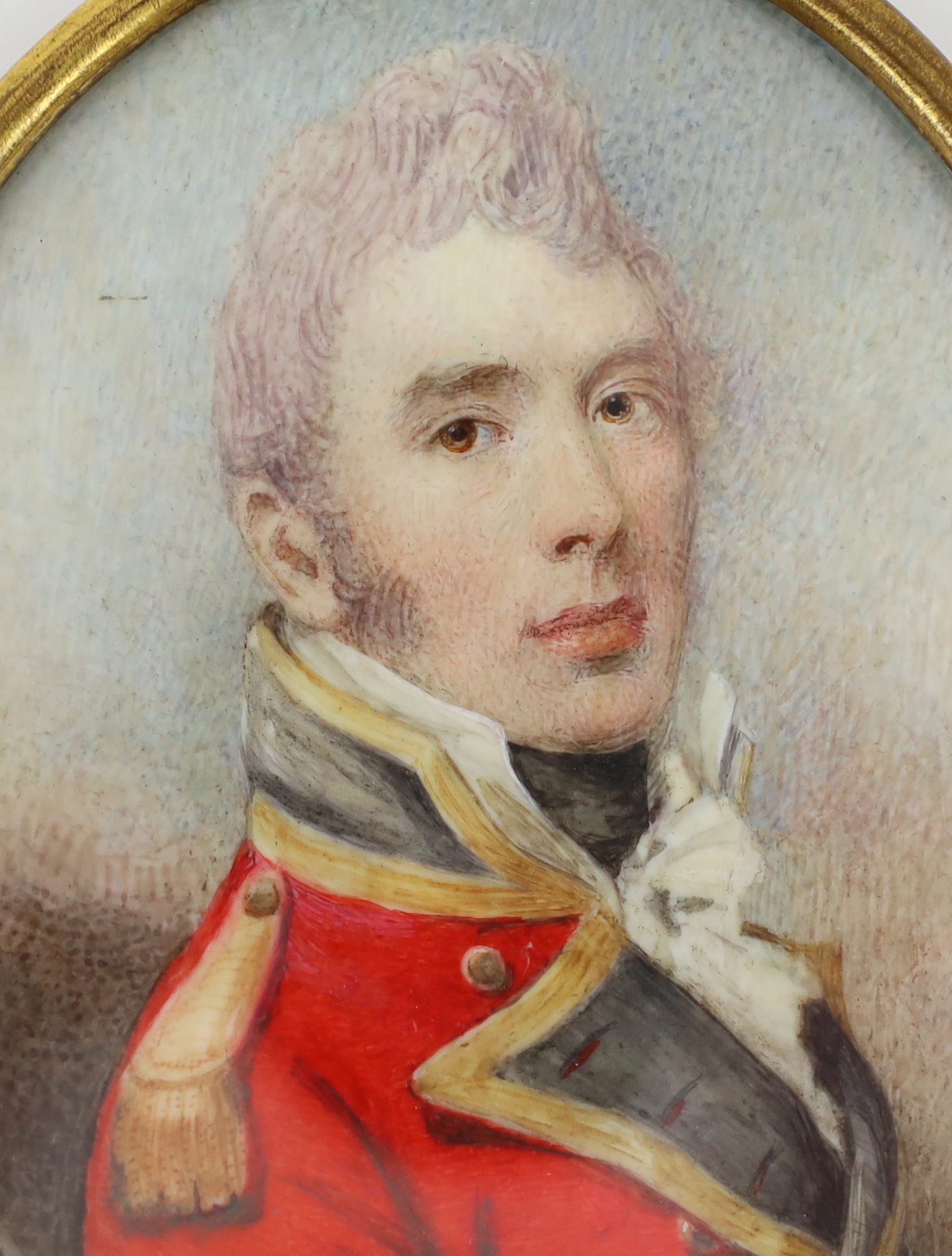 William Wood (English, 1769-1810), Portrait miniature of an army officer, watercolour on ivory, 8.2 x 6.5cm. CITES Submission reference TSQQGKA3